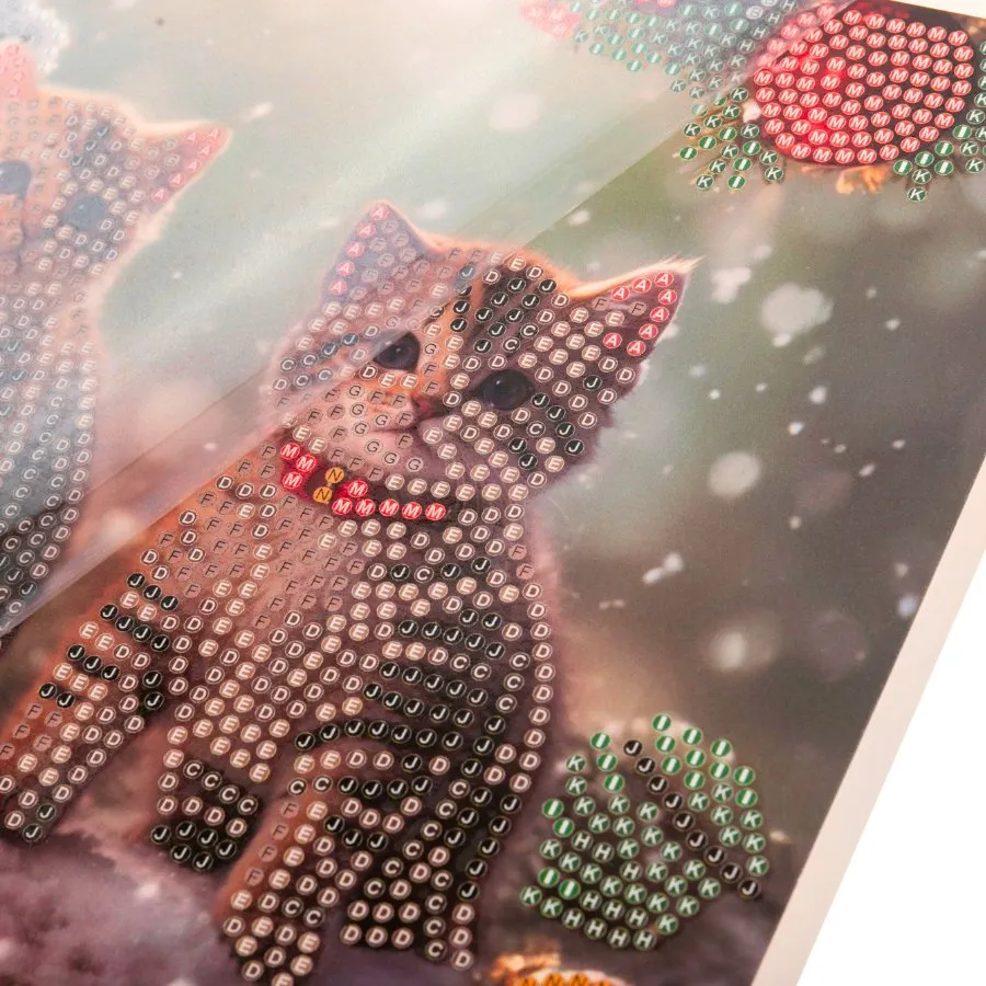 "Christmas Kittens" Crystal Art Card 18x18cm