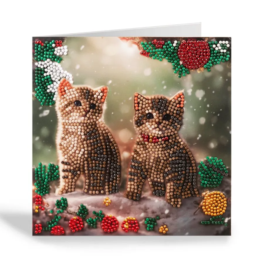 "Christmas Kittens" Crystal Art Card 18x18cm