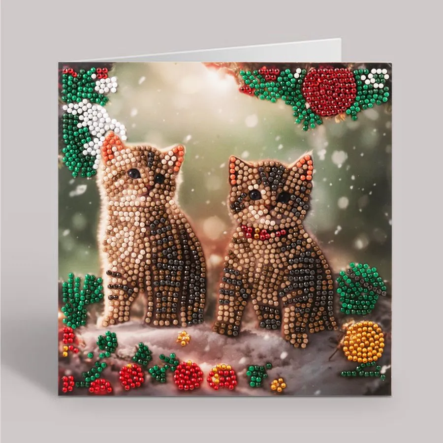 "Christmas Kittens" Crystal Art Card 18x18cm