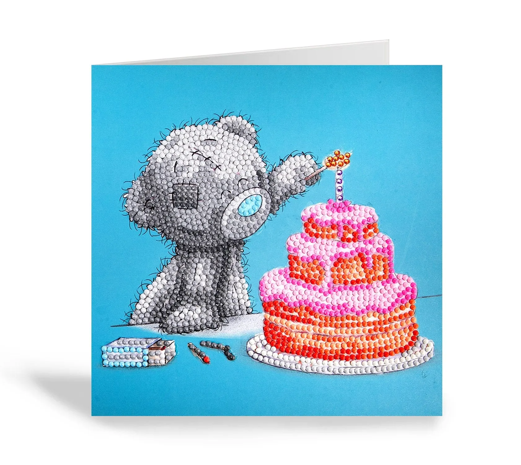 "Happy Birthday" Tatty Teddy Crystal Art Card - 18x18cm