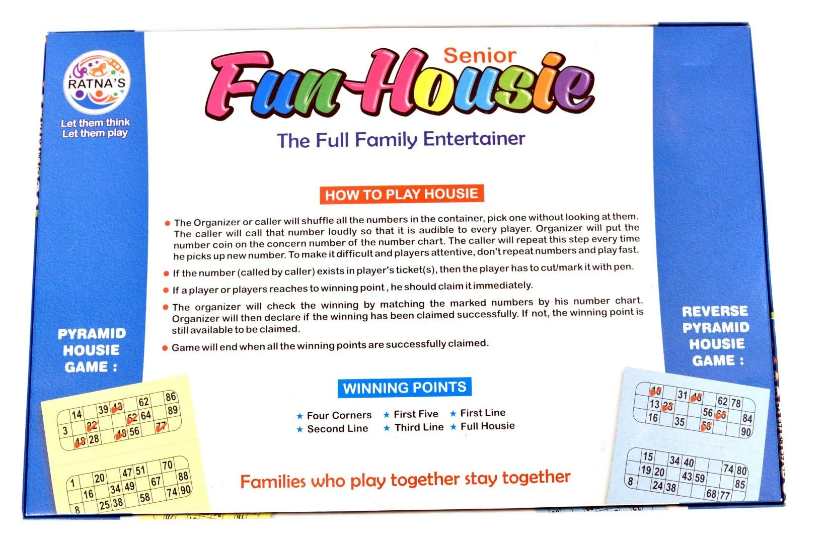 Ratna's Fun Housie Game Big 180 Tickets for Party, Picnic Fun