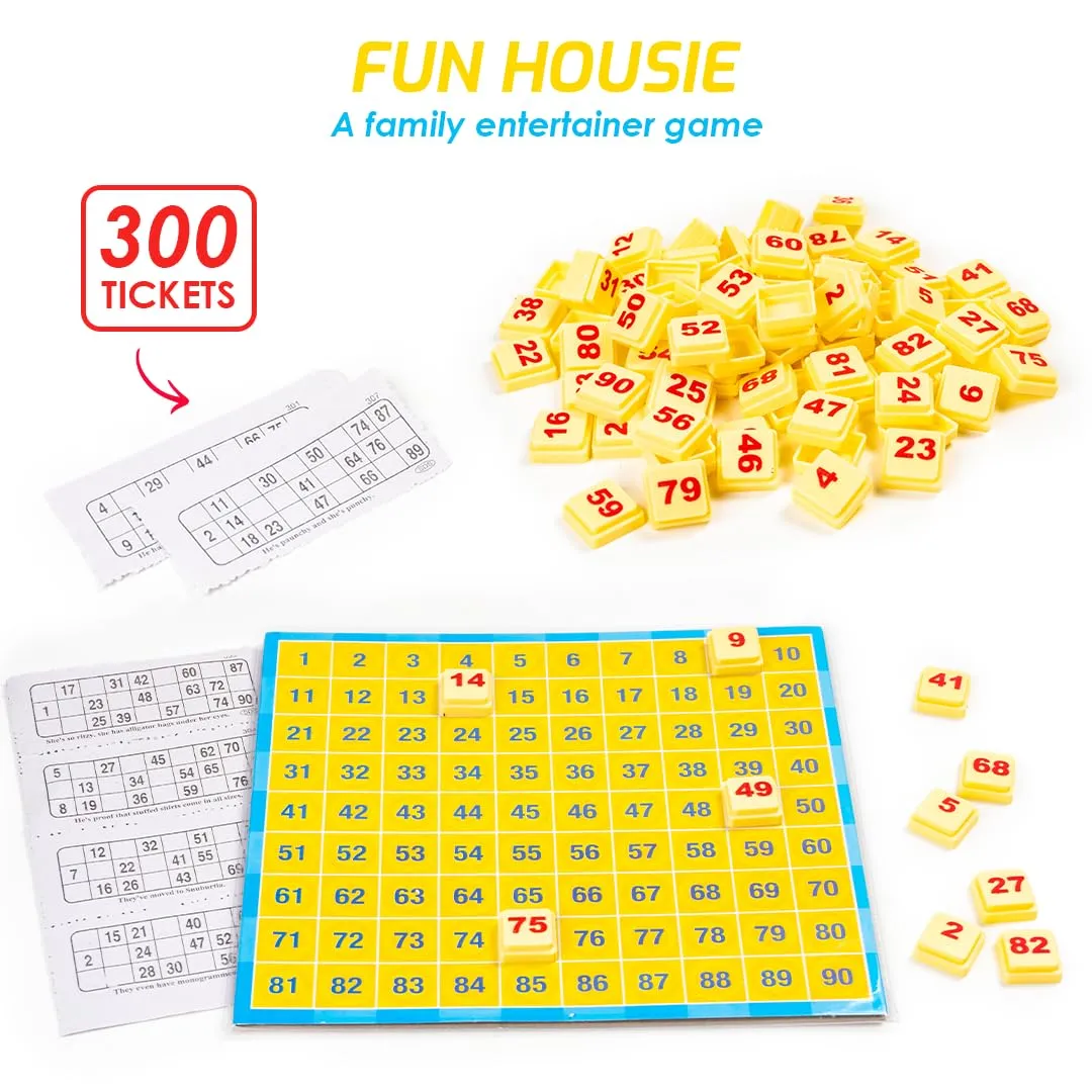 Ratna's Fun Housie Jumbo with 300 Tickets & Number Tile Fixable Board Game Tambola | A Family Entertainer Party Game for All Ages