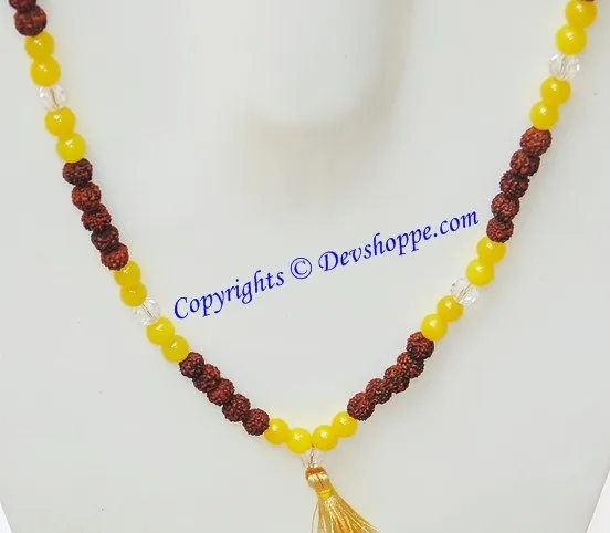 Rudraksha Yellow jade combination mala for Jupiter