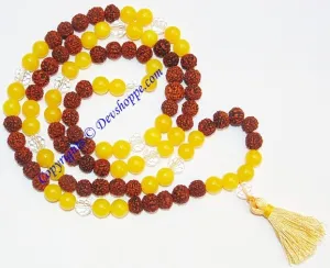 Rudraksha Yellow jade combination mala for Jupiter