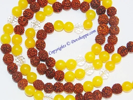 Rudraksha Yellow jade combination mala for Jupiter