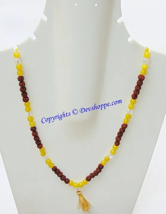 Rudraksha Yellow jade combination mala for Jupiter
