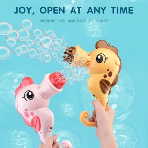 Seahorse Big Bubble Machine Gun For Kids - Liquid Refillable Bubble Maker Toy