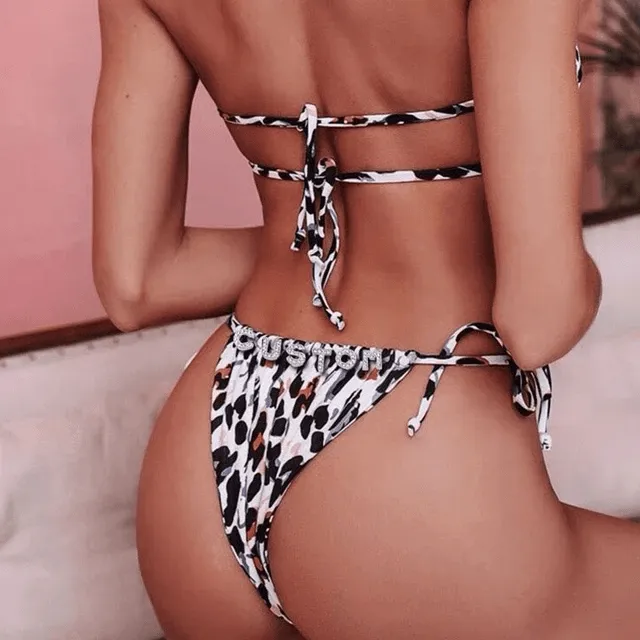 Sexy Custom Name Bikini Sets DIY Crystal Letters Swimsuit Sets Beach Body Jewelry(Custom 1-10 Letters)