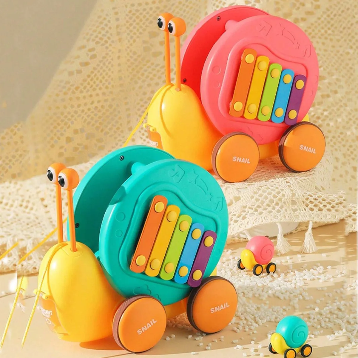 Snail Pull Toy with String & Music