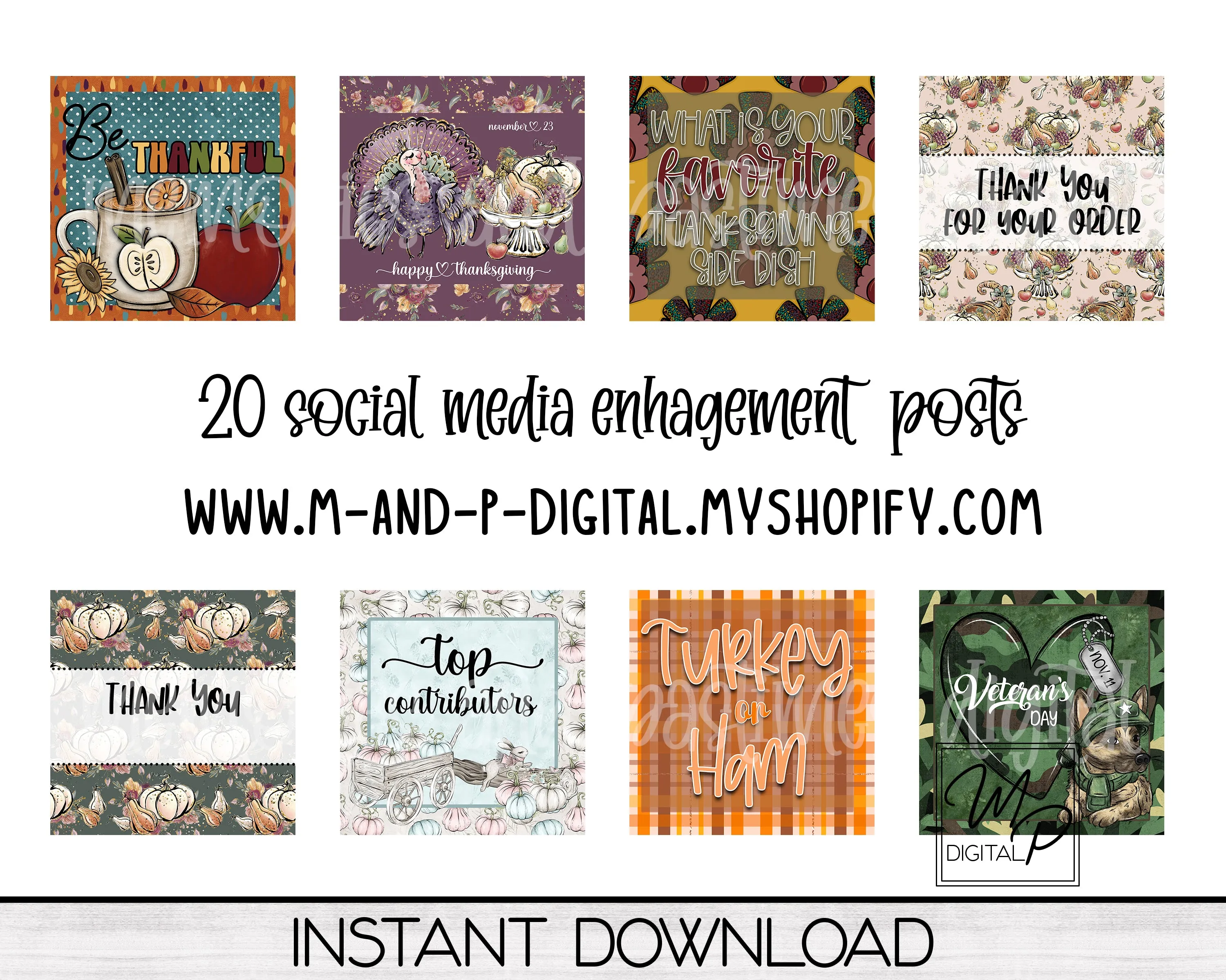 Social Media Engagement Graphics for NOVEMBER