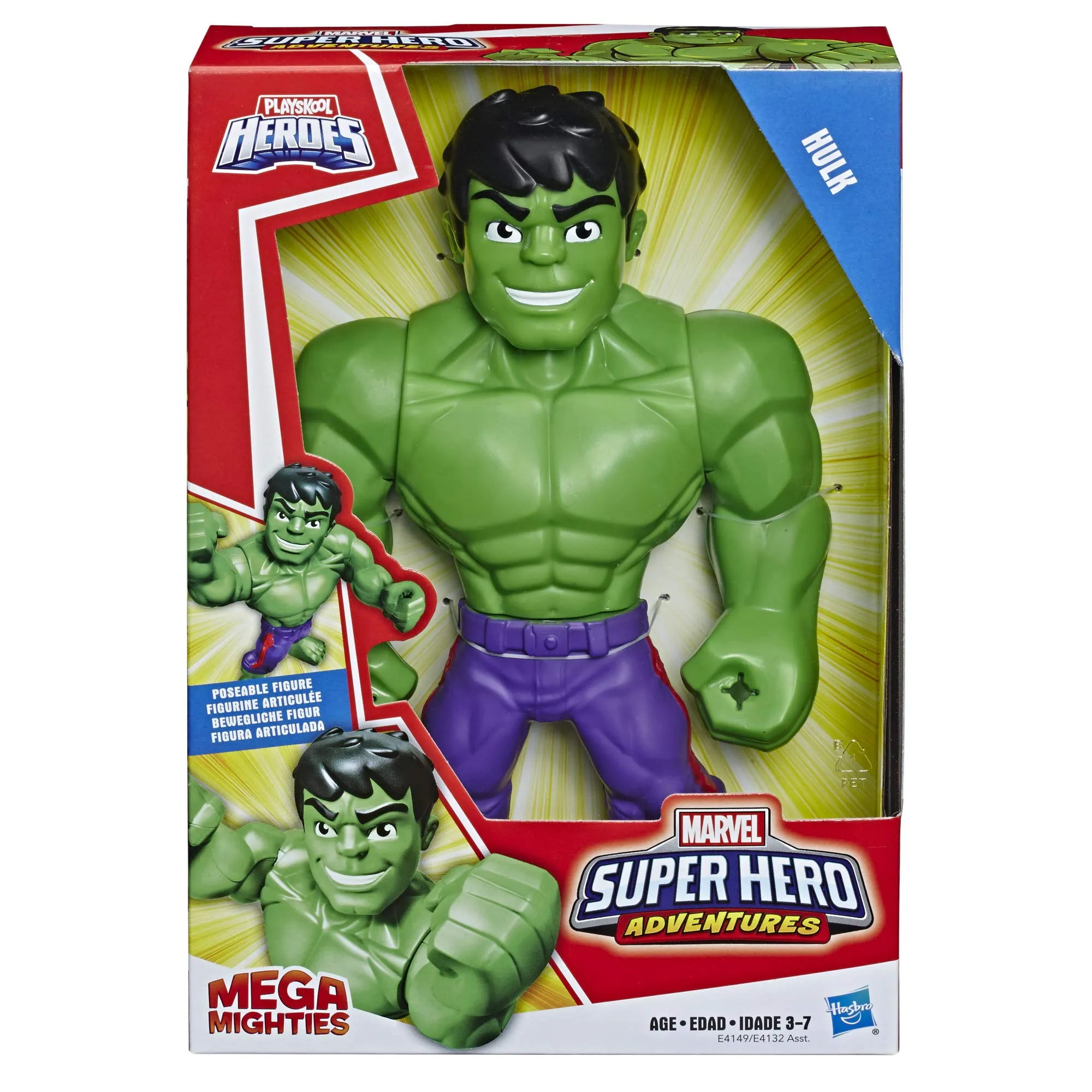 Super Hero Adventures Playskool Marvel Super Hero Adventures Mega Mighties Hulk Collectible 10-Inch Action Figure Toys for Ages 3 and Up Kids