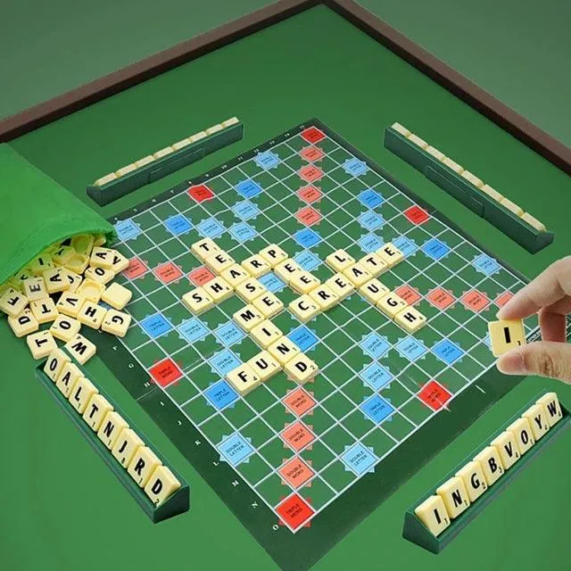 Travel Scrabble Puzzle Board Game: 2-4 Player Alphabet Chess & Spelling Solitaire for Kids