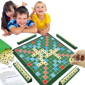 Travel Scrabble Puzzle Board Game: 2-4 Player Alphabet Chess & Spelling Solitaire for Kids