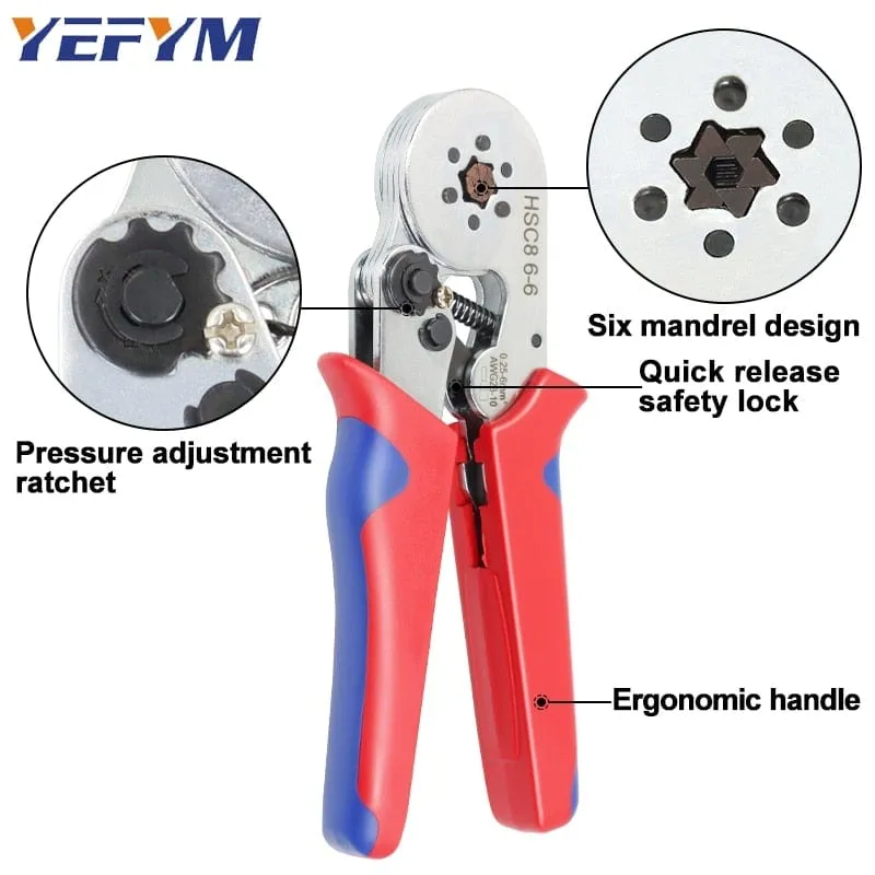 Tubular Terminal Crimping Tools Mini Electrical Pliers HSC8 6-4A/6-4 0.25-10mm 23-7AWG 6-6 0.25-6mm High Precision Clamp Sets
