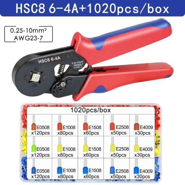 Tubular Terminal Crimping Tools Mini Electrical Pliers HSC8 6-4A/6-4 0.25-10mm 23-7AWG 6-6 0.25-6mm High Precision Clamp Sets