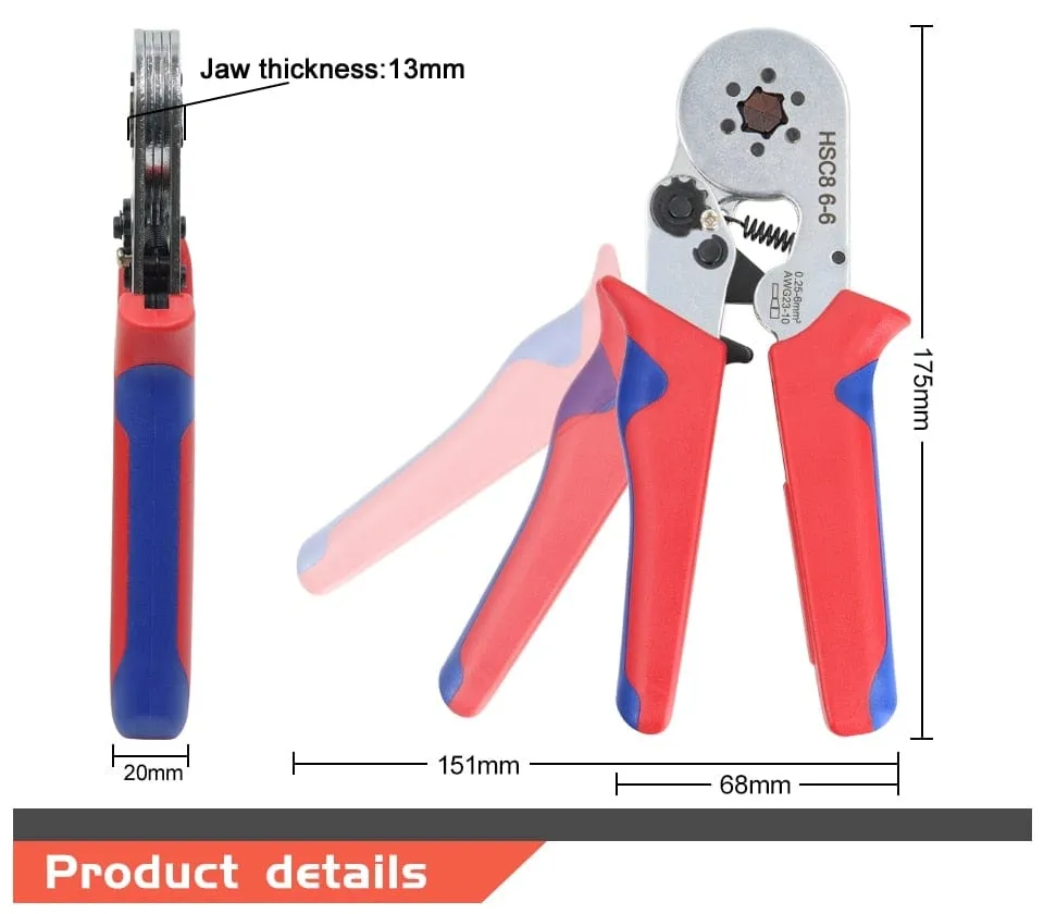 Tubular Terminal Crimping Tools Mini Electrical Pliers HSC8 6-4A/6-4 0.25-10mm 23-7AWG 6-6 0.25-6mm High Precision Clamp Sets