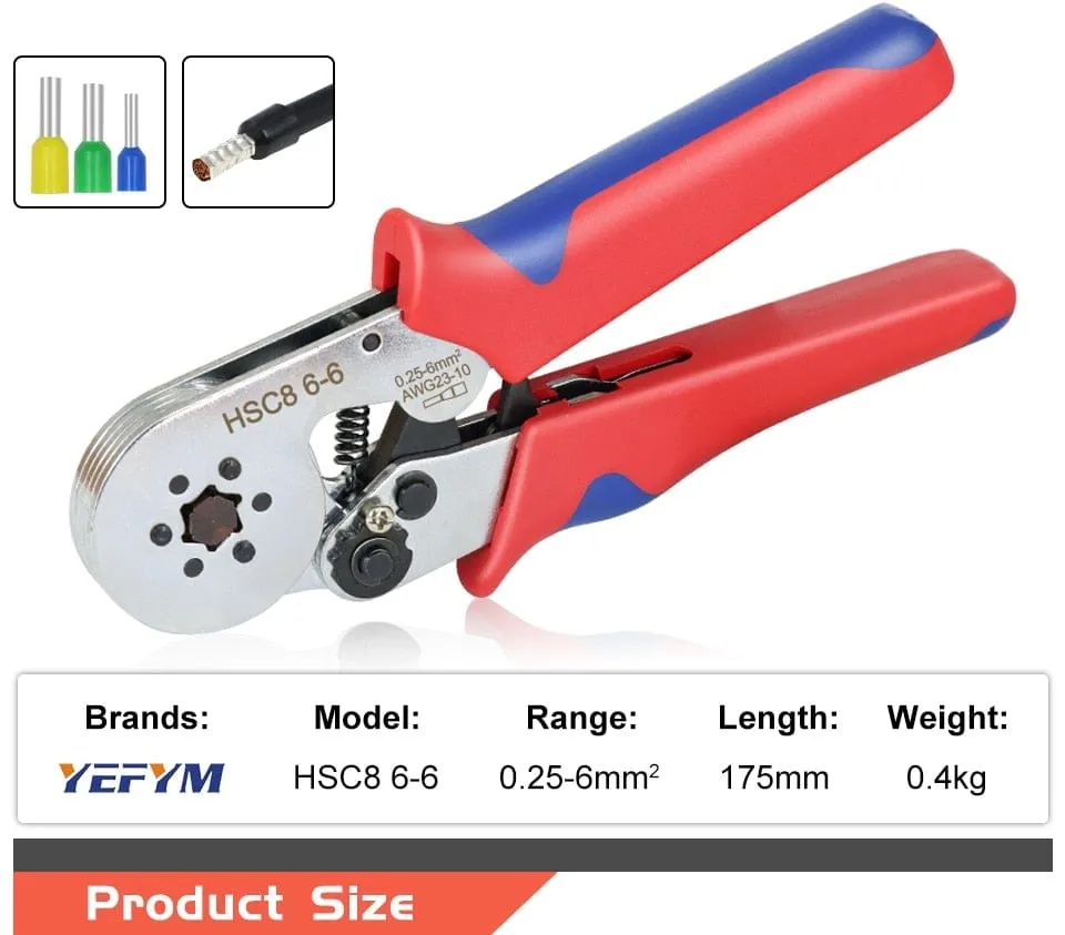 Tubular Terminal Crimping Tools Mini Electrical Pliers HSC8 6-4A/6-4 0.25-10mm 23-7AWG 6-6 0.25-6mm High Precision Clamp Sets