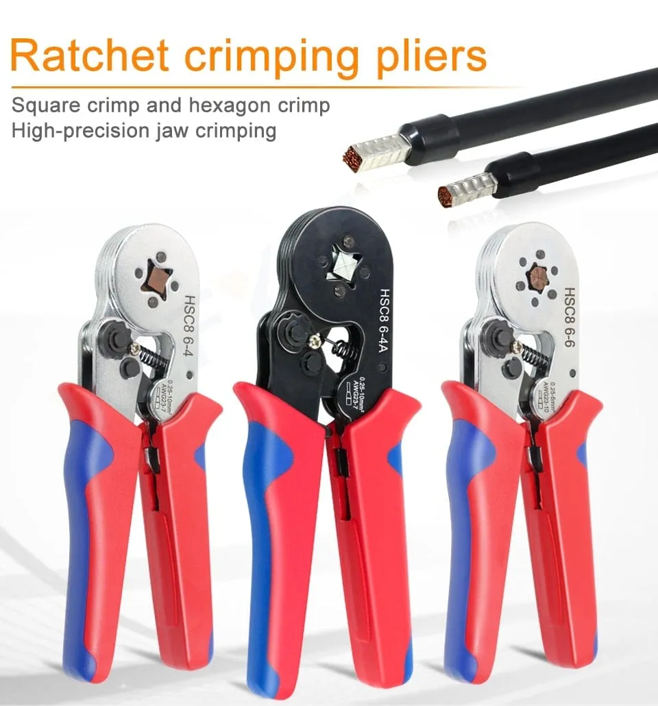 Tubular Terminal Crimping Tools Mini Electrical Pliers HSC8 6-4A/6-4 0.25-10mm 23-7AWG 6-6 0.25-6mm High Precision Clamp Sets