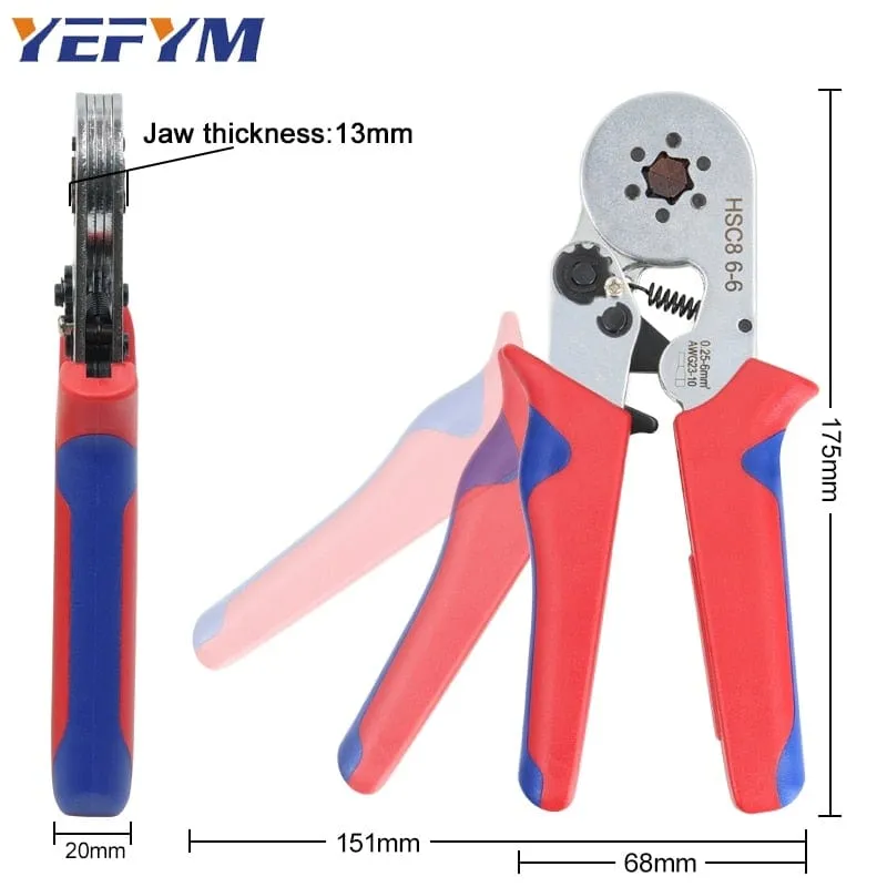 Tubular Terminal Crimping Tools Mini Electrical Pliers HSC8 6-4A/6-4 0.25-10mm 23-7AWG 6-6 0.25-6mm High Precision Clamp Sets
