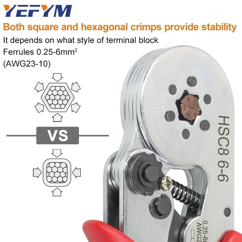Tubular Terminal Crimping Tools Mini Electrical Pliers HSC8 6-4A/6-4 0.25-10mm 23-7AWG 6-6 0.25-6mm High Precision Clamp Sets