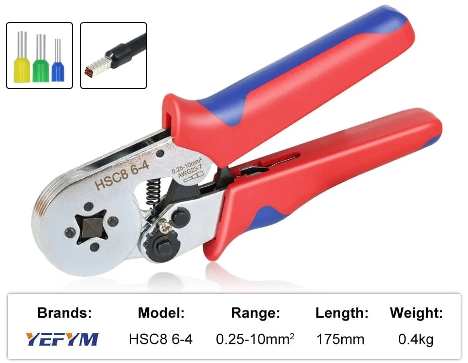 Tubular Terminal Crimping Tools Mini Electrical Pliers HSC8 6-4A/6-4 0.25-10mm 23-7AWG 6-6 0.25-6mm High Precision Clamp Sets