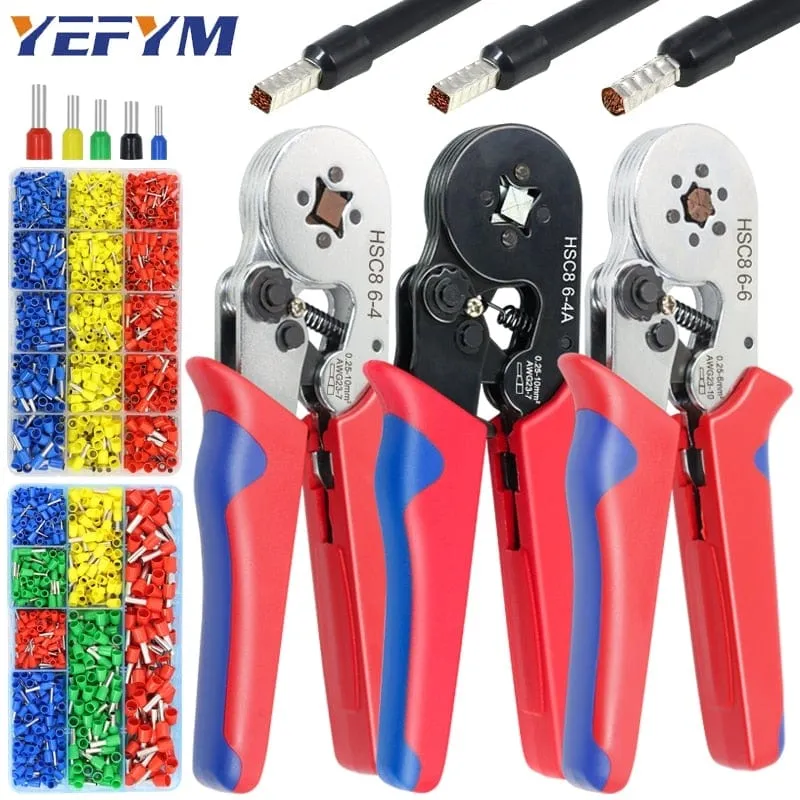 Tubular Terminal Crimping Tools Mini Electrical Pliers HSC8 6-4A/6-4 0.25-10mm 23-7AWG 6-6 0.25-6mm High Precision Clamp Sets