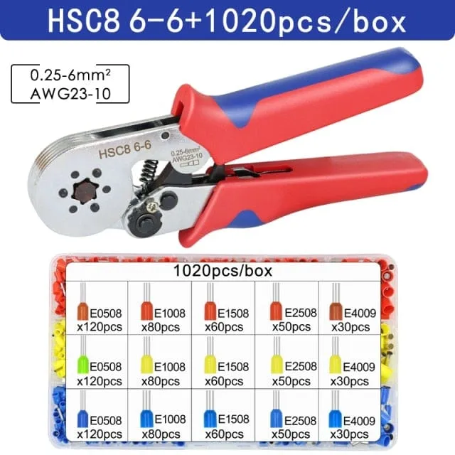 Tubular Terminal Crimping Tools Mini Electrical Pliers HSC8 6-4A/6-4 0.25-10mm 23-7AWG 6-6 0.25-6mm High Precision Clamp Sets