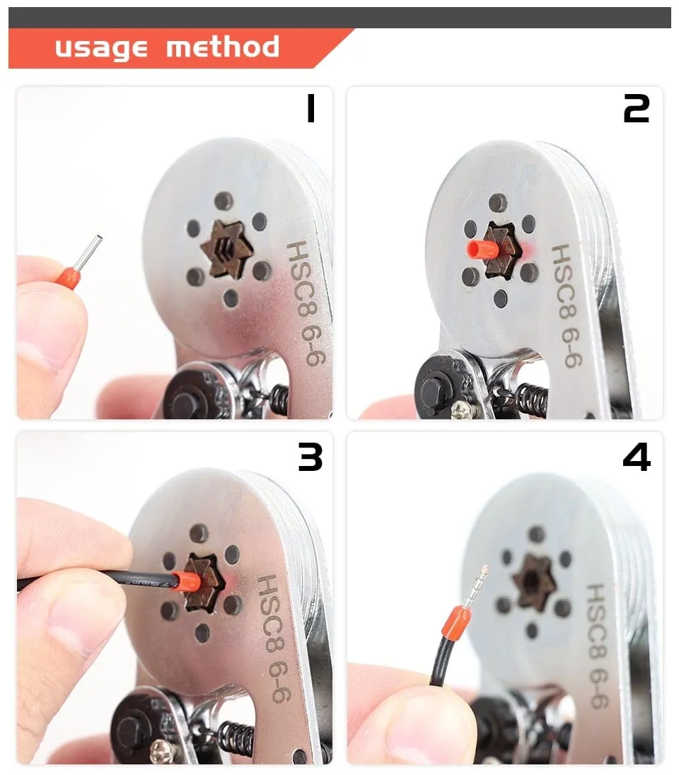 Tubular Terminal Crimping Tools Mini Electrical Pliers HSC8 6-4A/6-4 0.25-10mm 23-7AWG 6-6 0.25-6mm High Precision Clamp Sets