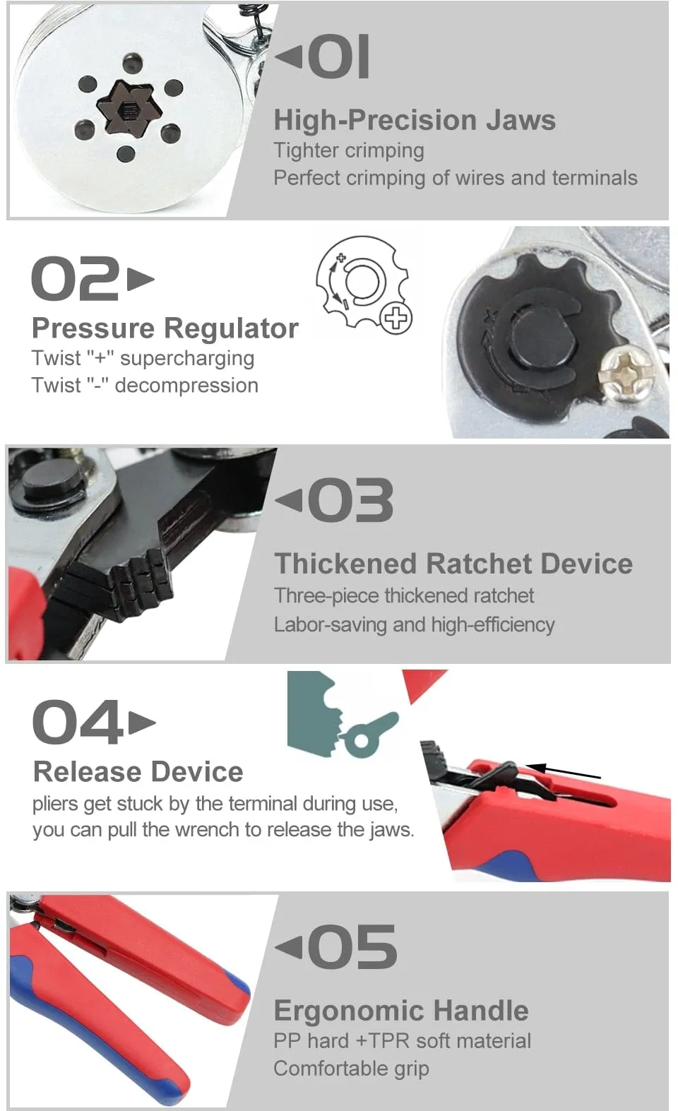 Tubular Terminal Crimping Tools Mini Electrical Pliers HSC8 6-4A/6-4 0.25-10mm 23-7AWG 6-6 0.25-6mm High Precision Clamp Sets