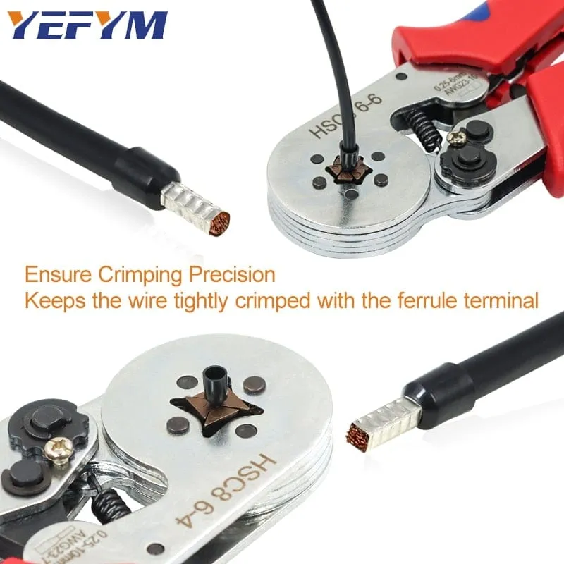 Tubular Terminal Crimping Tools Mini Electrical Pliers HSC8 6-4A/6-4 0.25-10mm 23-7AWG 6-6 0.25-6mm High Precision Clamp Sets