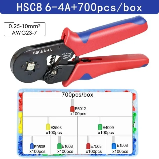 Tubular Terminal Crimping Tools Mini Electrical Pliers HSC8 6-4A/6-4 0.25-10mm 23-7AWG 6-6 0.25-6mm High Precision Clamp Sets