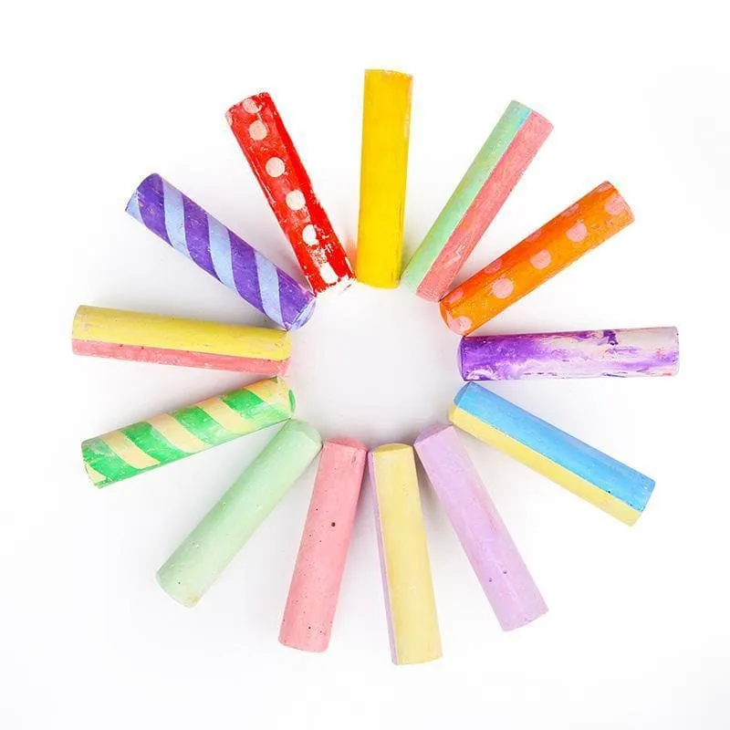 Washable Sidewalk Chalk - 24 Colours Kit with 2 Holders