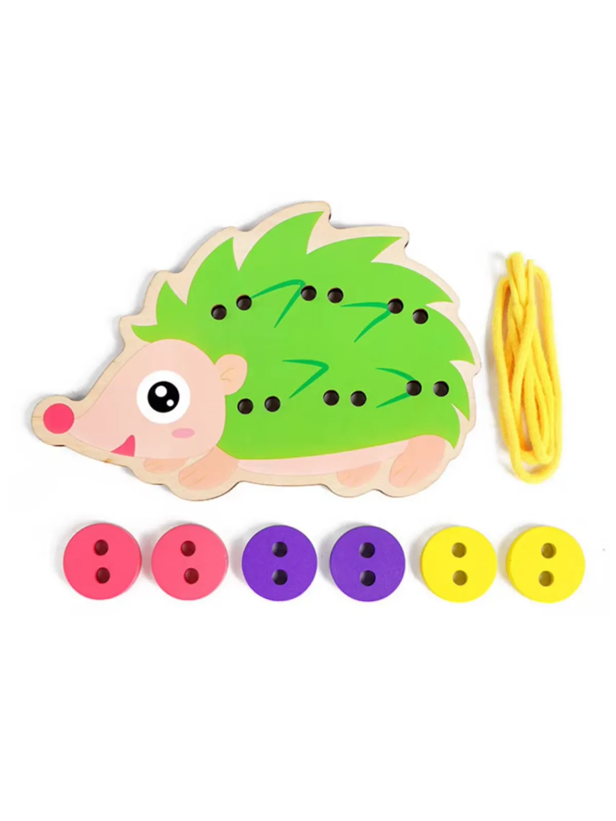 Wooden DIY Handmade Wear Stitching Button Beads Lacing Threading Board Toy